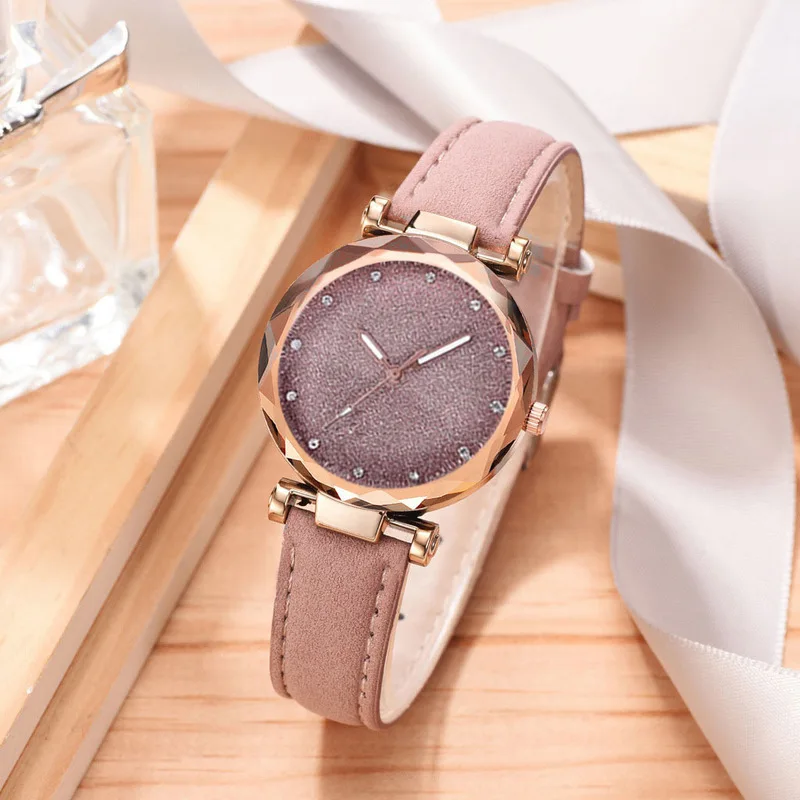 Starry Sky Women Watch Romantic Rhinestone Quartz Ladies Watches Simple Leather WristwatchFemale Clock 2021 Hot Sale