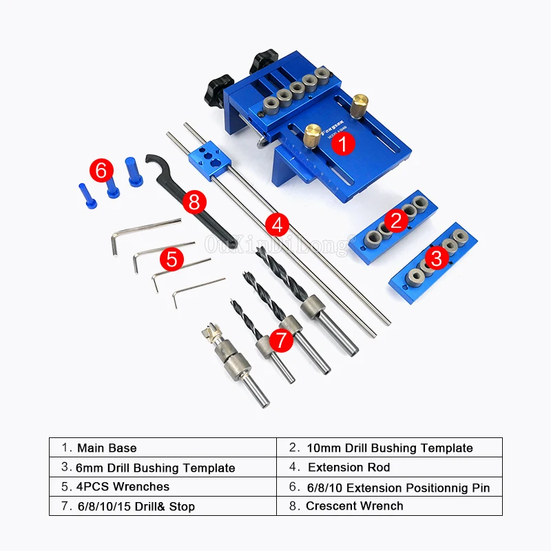 3 in 1 Drilling High Precision Dowel Jigs Dowelling Jig Kit Woodworking Tool Woodworking Joinery Locator Drilling Guide KF1006