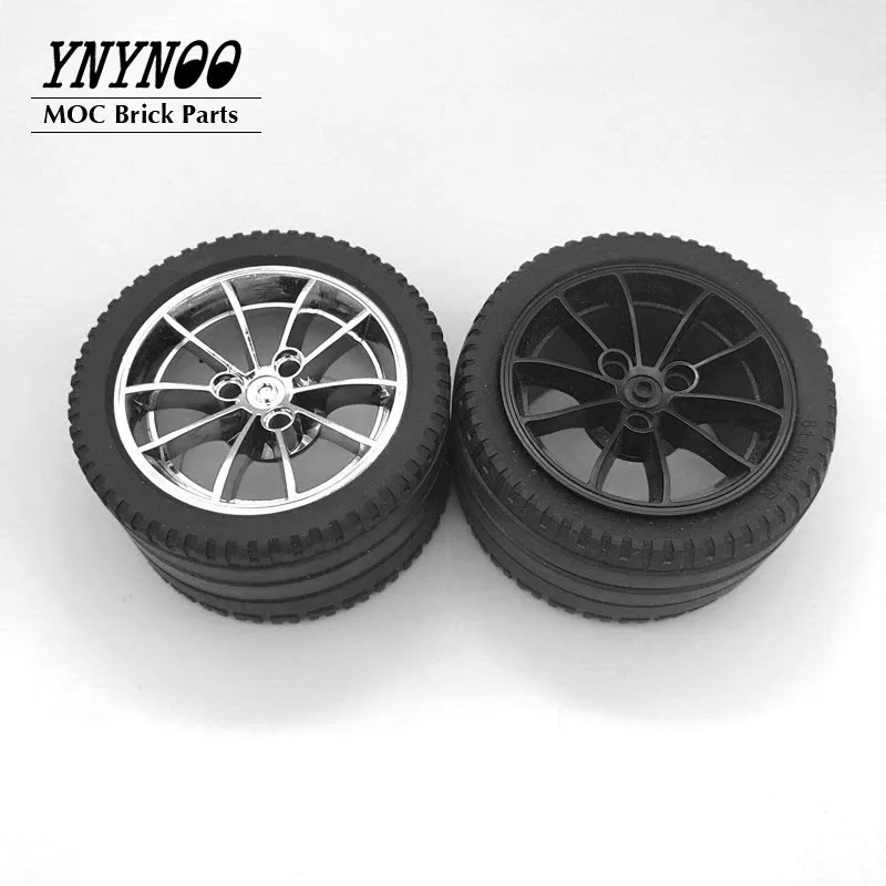 4Pcs/lot High-Tech Wheels and Tyres 23799 Tire 81.6x44 ZR Straight Tread  & 23800 Wheel 62.3mm D. x 42mm Racing Large fit 42056