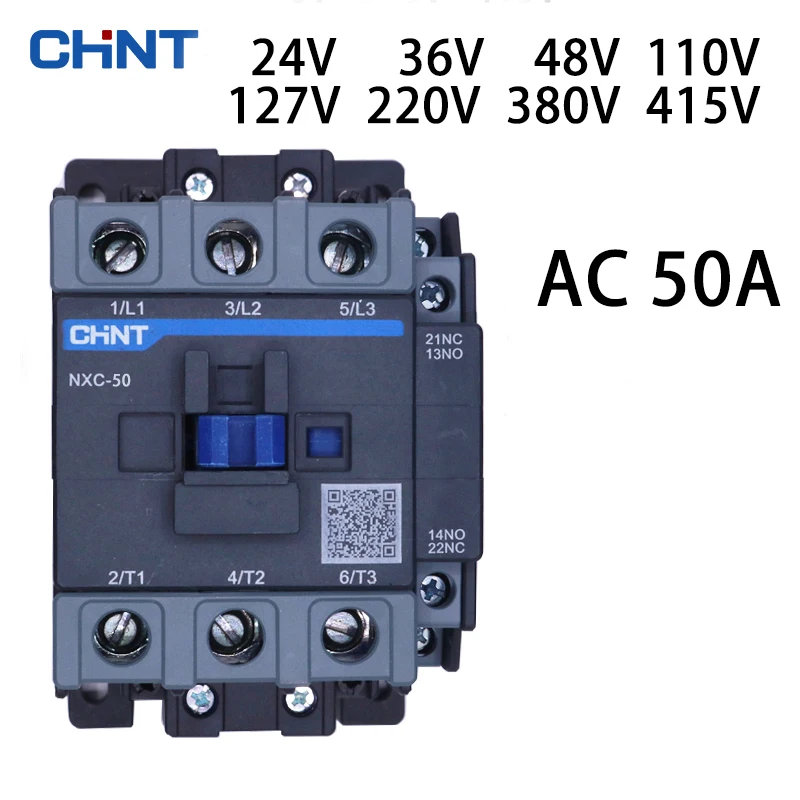 

CHINT NXC-50 contactor 50A AC 24V 36V 48V 110V 127V 220V 380V 415V Normally open normally closed Kunlun series products