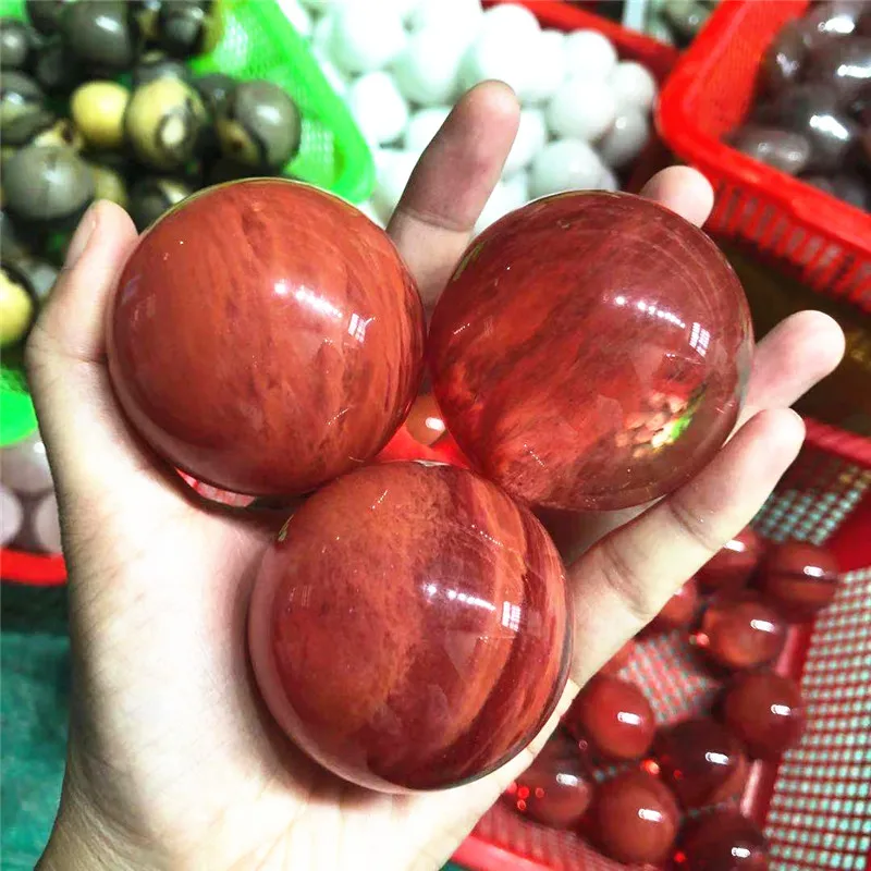 Crystal Ball Red Smelting Stone Sphere Healing Crafts Home Decoration