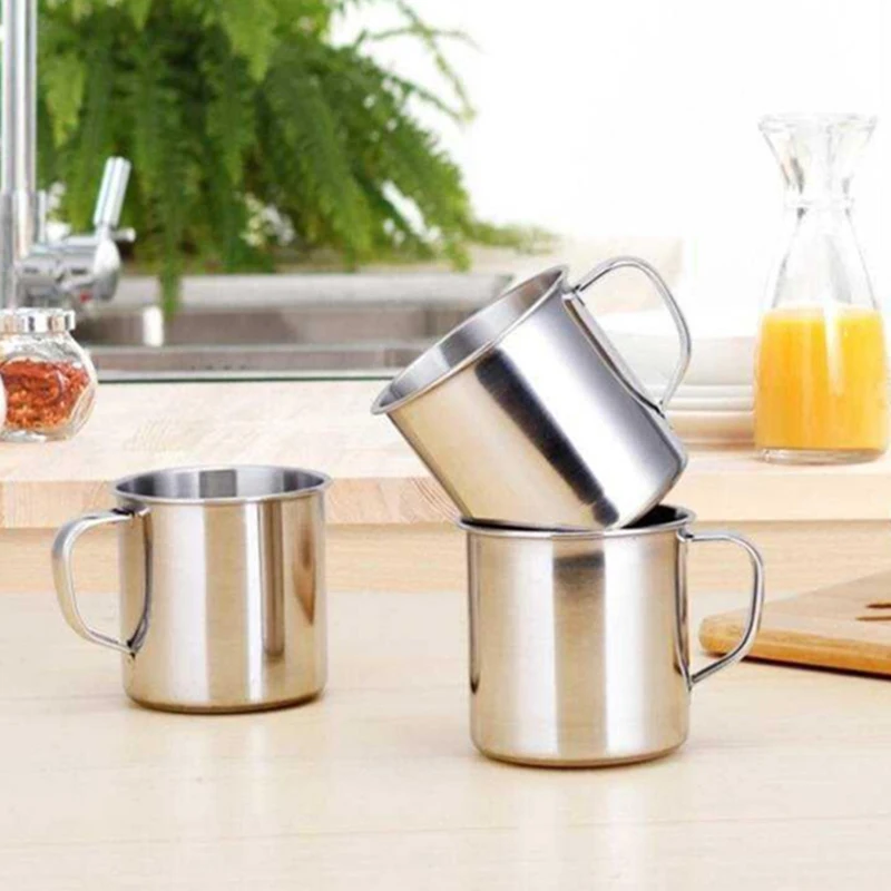 1/3/6pcs Outdoor Camping Hiking Tea Mug Cup Stainless Steel Coffee Cup Small Metal Cup