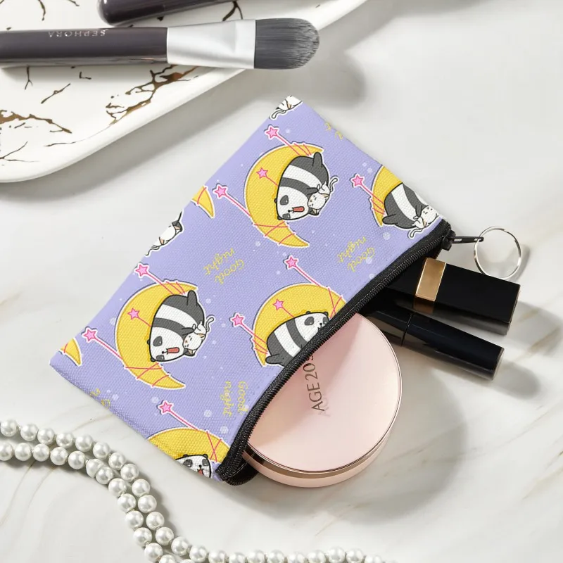 New Unisex Funny Cute Panda Eating Bamboo Cartoon Coin Purse Girls Wallet Pouch With A Zipper Small Bag For Gifts Cosmetic Bag