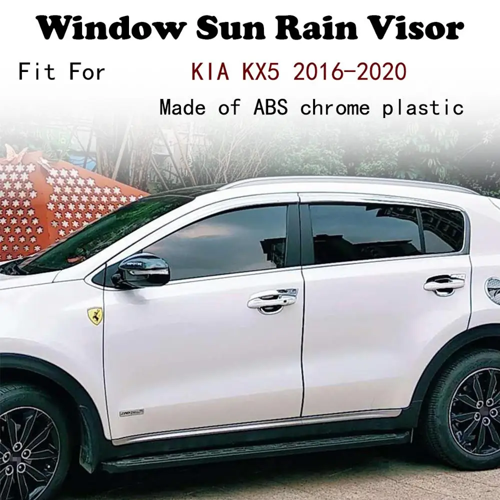 

ABS Chrome plastic Window Visor Vent Shades Sun Rain Guard car accessories For KIA KX5 2016-2020