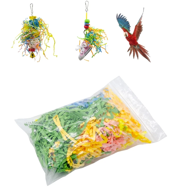 5 Bags Bird Colorful Shred Paper Foot Beak Stuffing Foraging Toy Refill D7YB