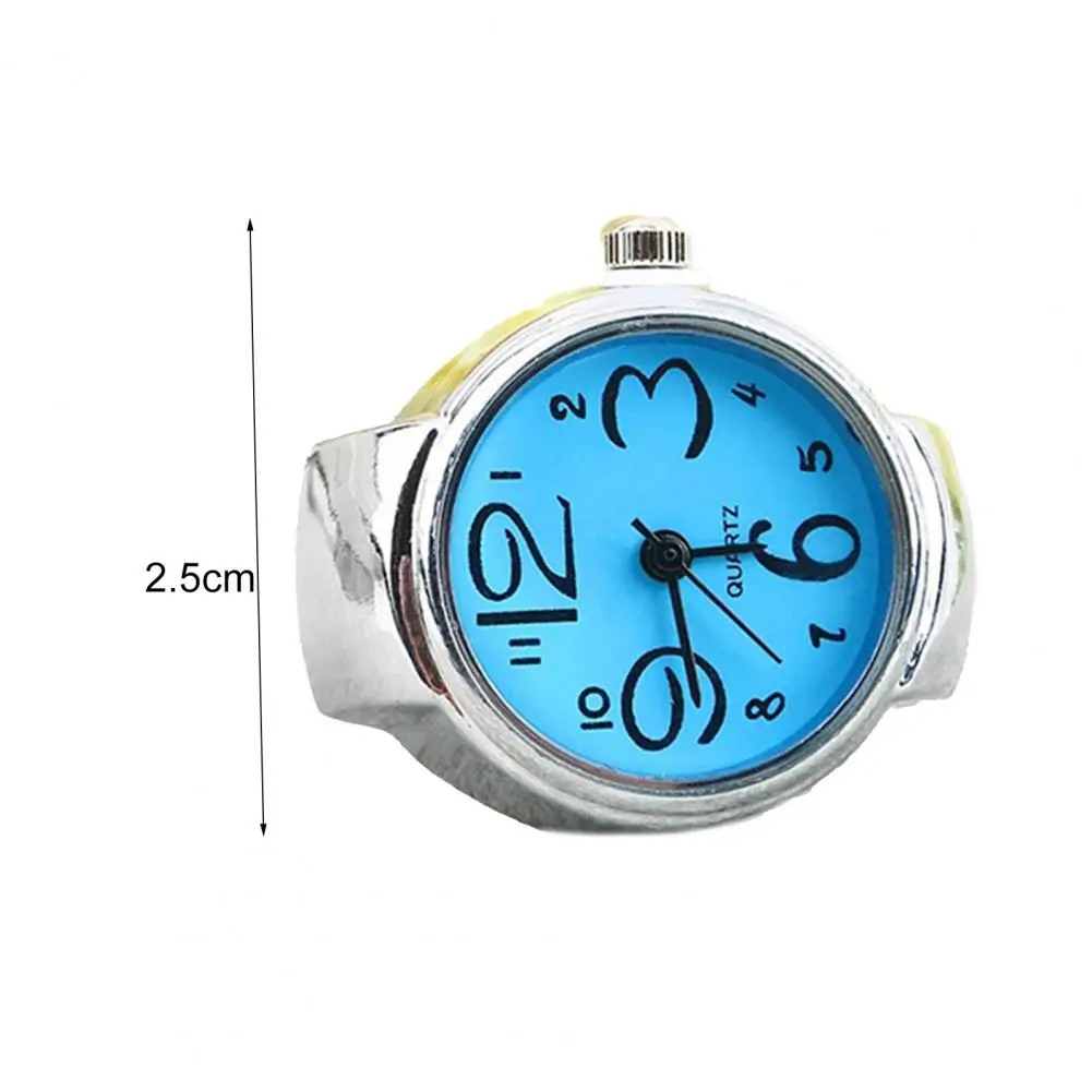 Mini Retro anello da dito orologio studenti elegante quadrante rotondo in acciaio anello da dito al quarzo elastico con anello per orologio regali accessori per gioielli