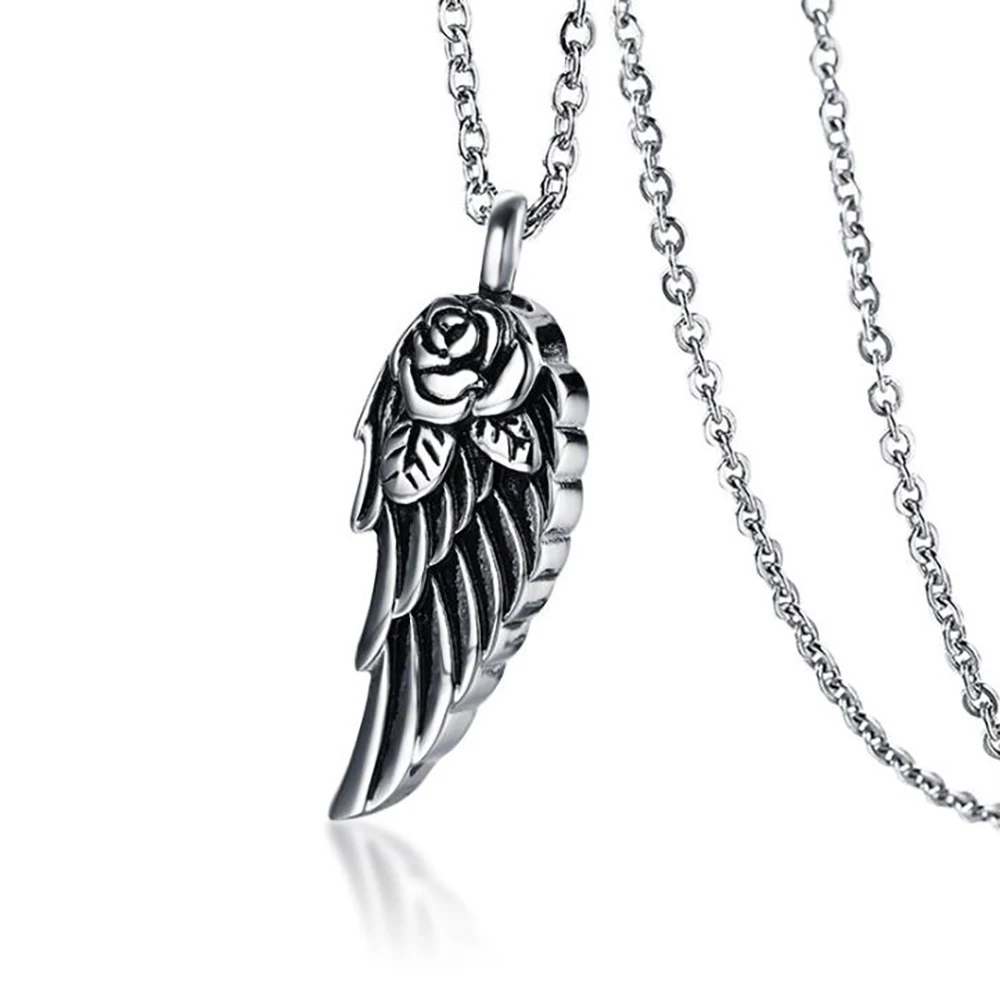 Angel Wing Cremation Necklace for Ashes Stainless Steel Urn Pendant Ashes Holder Memorial Jewelry I’M Here WATCHING Over You