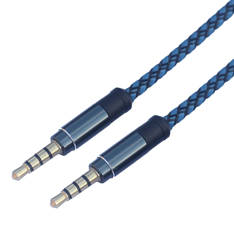 1.5 metr 4 polak wysokiej jakości pleciony metalowy Audio kabel 3.5mm AUX kabel Audio