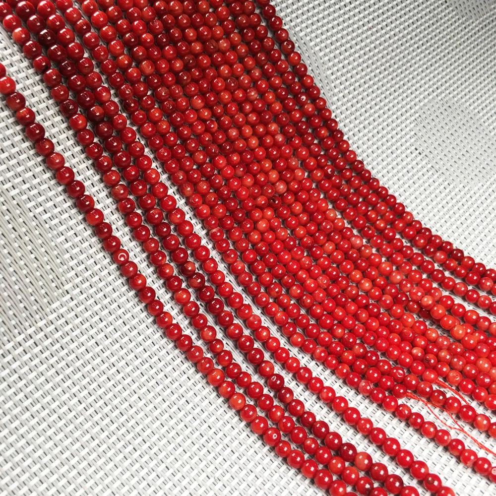 Small beads 3 4 5 6MM high quality round natural red coral beads loose beads isolation beads DIY bracelet necklace jewelry makin