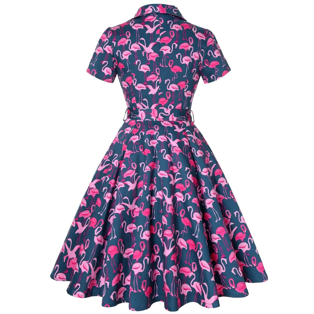 knee length dresses for ladies Girls Whimsical Flamingos Cinched Waist Dress main image 1