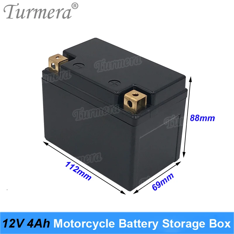 Turmera 12V 4Ah 5Ah 6Ah 7Ah Motorcycle Storage Battery Box Can Hold 10Piece 18650 Li-ion Battery or 5Piece 32700 Lifepo4 Battery