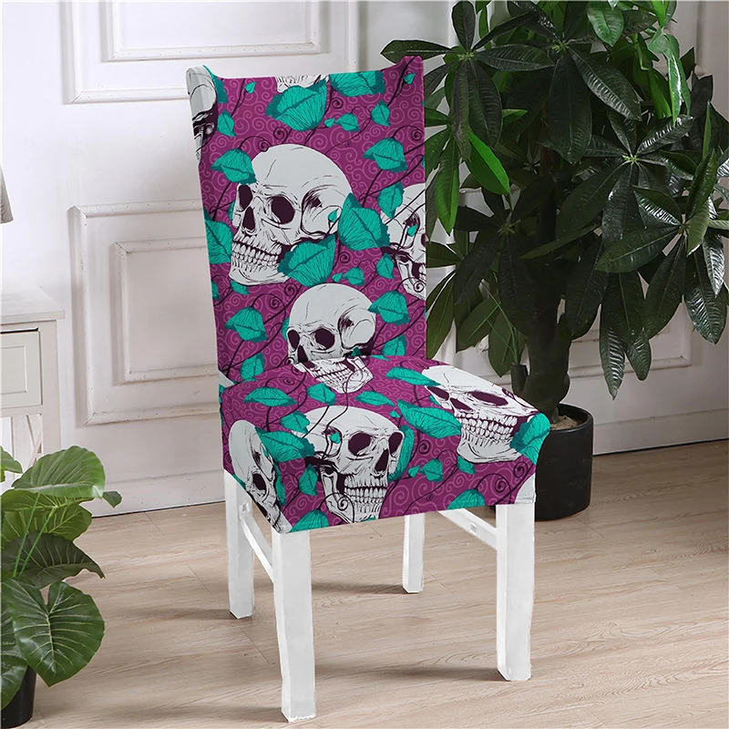 Skull Printing Spandex Stretch Chair Cover Removable Anti-dirty Chairs Covers For Hotel Kitchen Dining Room