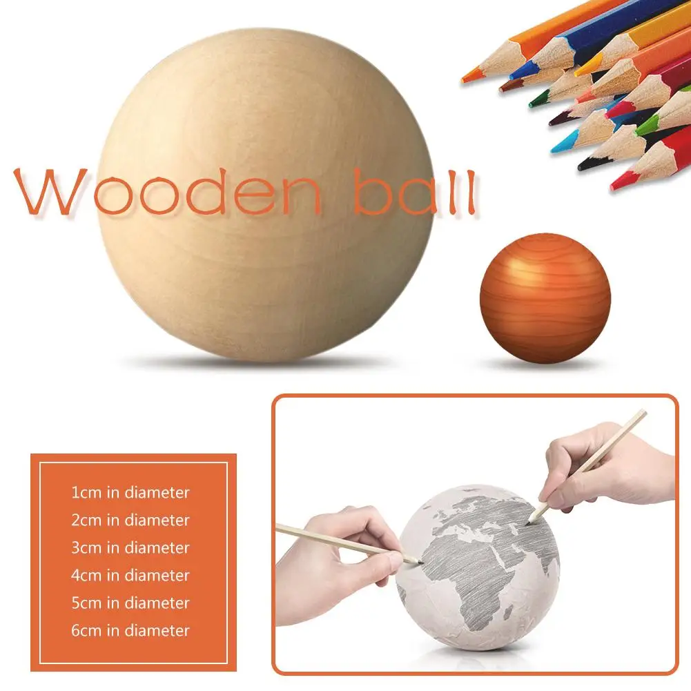 Natural Solid Wooden Round Ball Dia 1-7.5 CM Manual DIY Accessories Wood Colorful Big Painted Ball Home Decoration Craft Supply