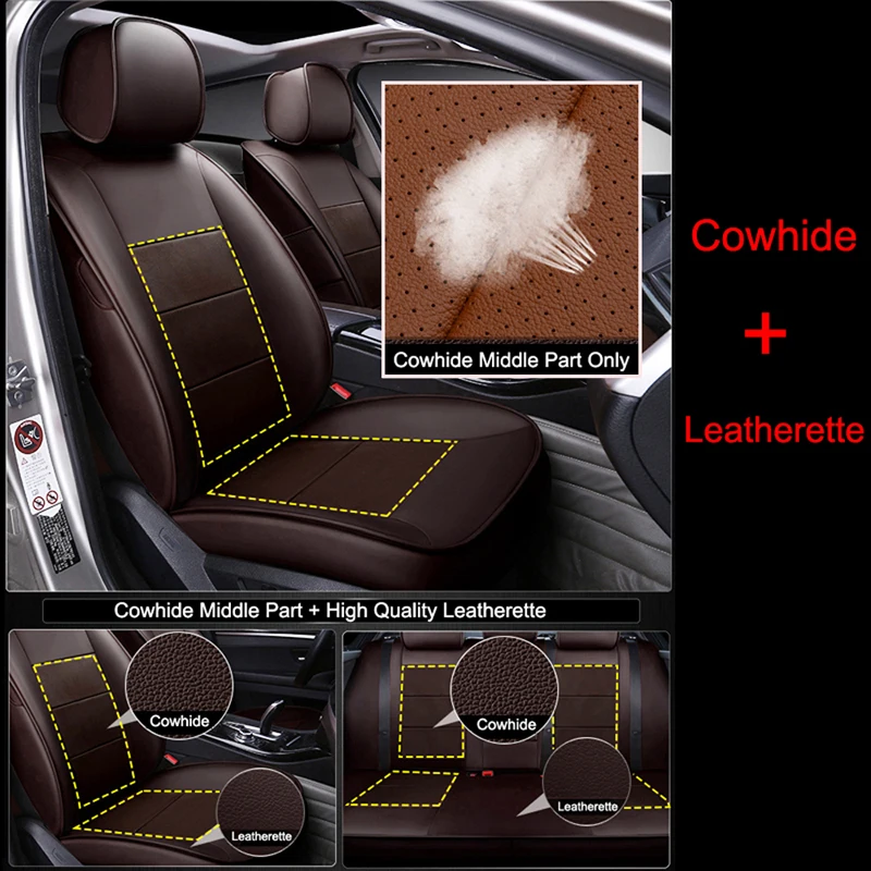 CARTAILOR Genuine Leather Car Seat Cover Styling for Ford Edge Seat Covers Cars Cowhide Automobiles Seats Cushion Protector Sets