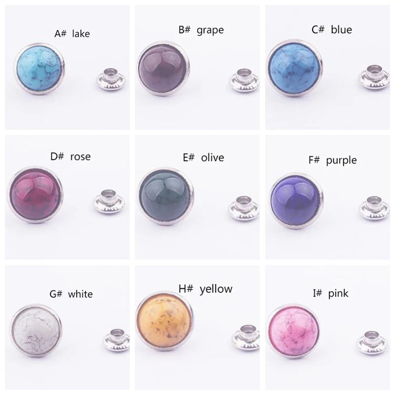 Colorful Artificial Gem Mushroom Rivets Cap Stud For Bag Hat Shoe Clothes Leather Chocker Decoration DIY Craft Accessories