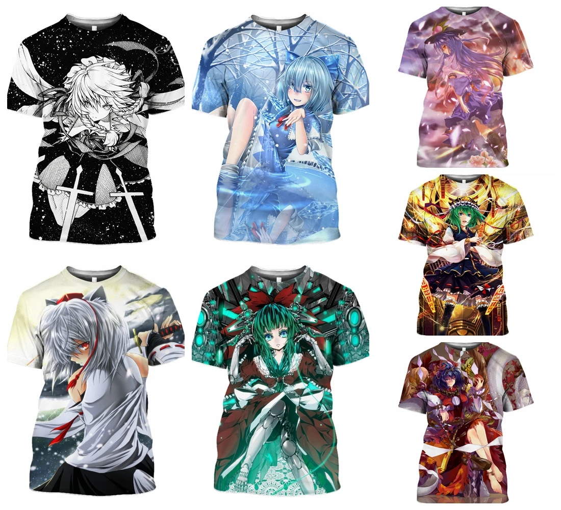 Men Tshirt Summer Fitness 3D Harajuku Print Anime Girl Game Touhou Project T Shirt Women Keine Kamishirasawa Hentai Tees T254