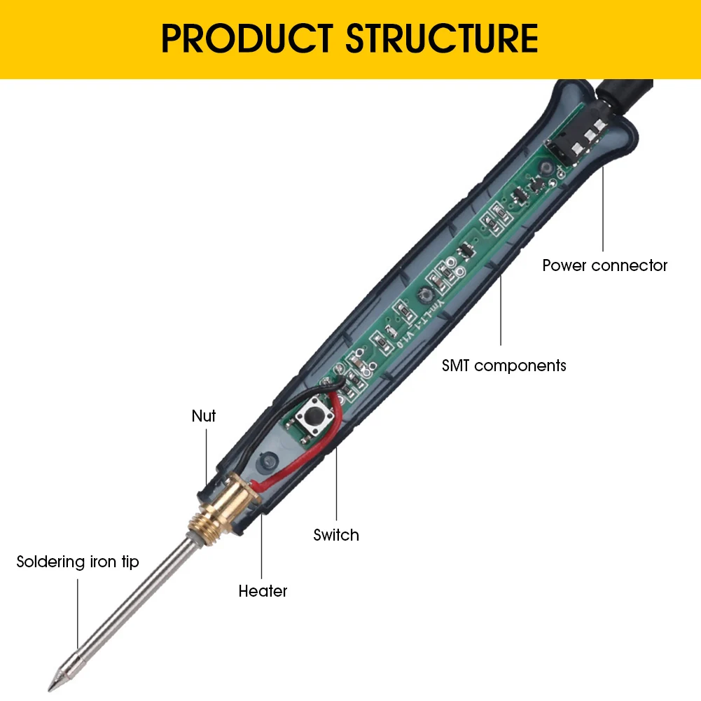 Portable Mini Soldering Iron Electric USB Soldering Iron 450°C Temperature 25s Auto Sleep Soldering Kit with Tin Wire