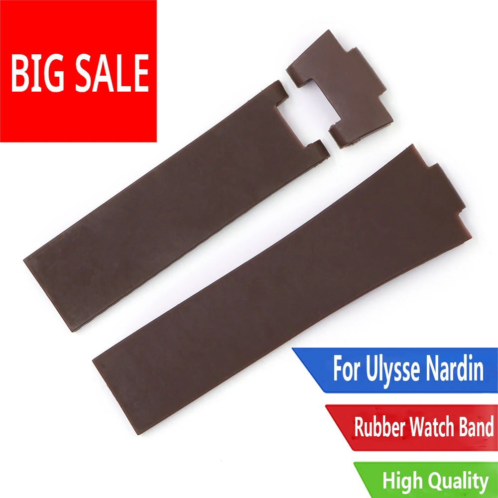 CARLYWET 22*10mm / 25*12mm Waterproof Silicone Rubber Replacement Wrist Watch Band Strap Belt For Ulysse Nardin