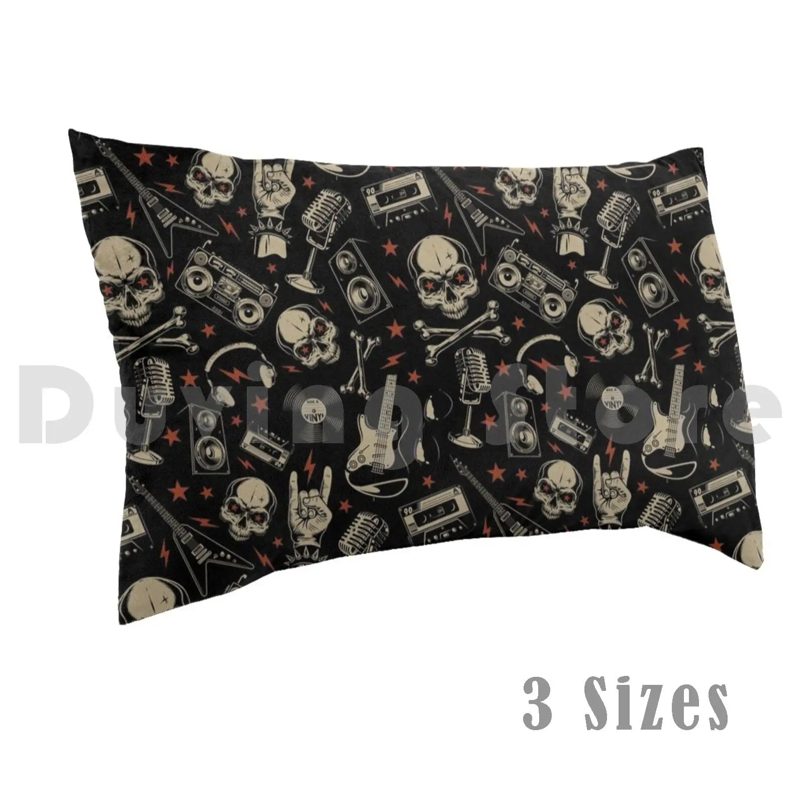 

Rock And Roll Retro Skull Pillow Case Printed 50x75 And Roll Music Classic N Roll Skull Retro Vintage Guitar