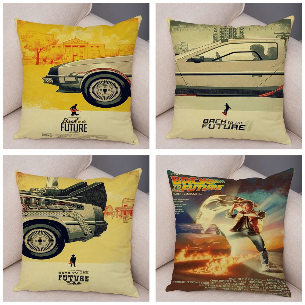 Cartoon Classic Movie Cushion Cover Decor Back To The Future Pillowcase Super Soft Plush Pillow Case for Sofa Home Car 45x45cm