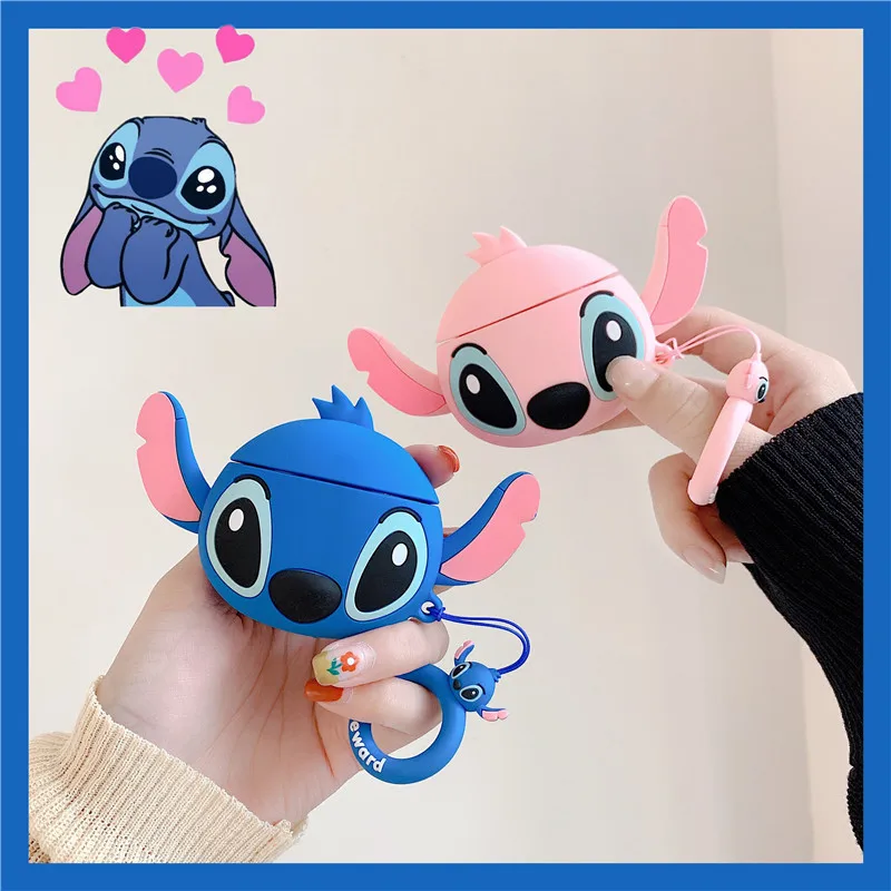 Custodie in Silicone Disney Cute Cartoon Stitch per Airpods 1 2 custodia protettiva per auricolare Wireless Bluetooth per Airpods Pro