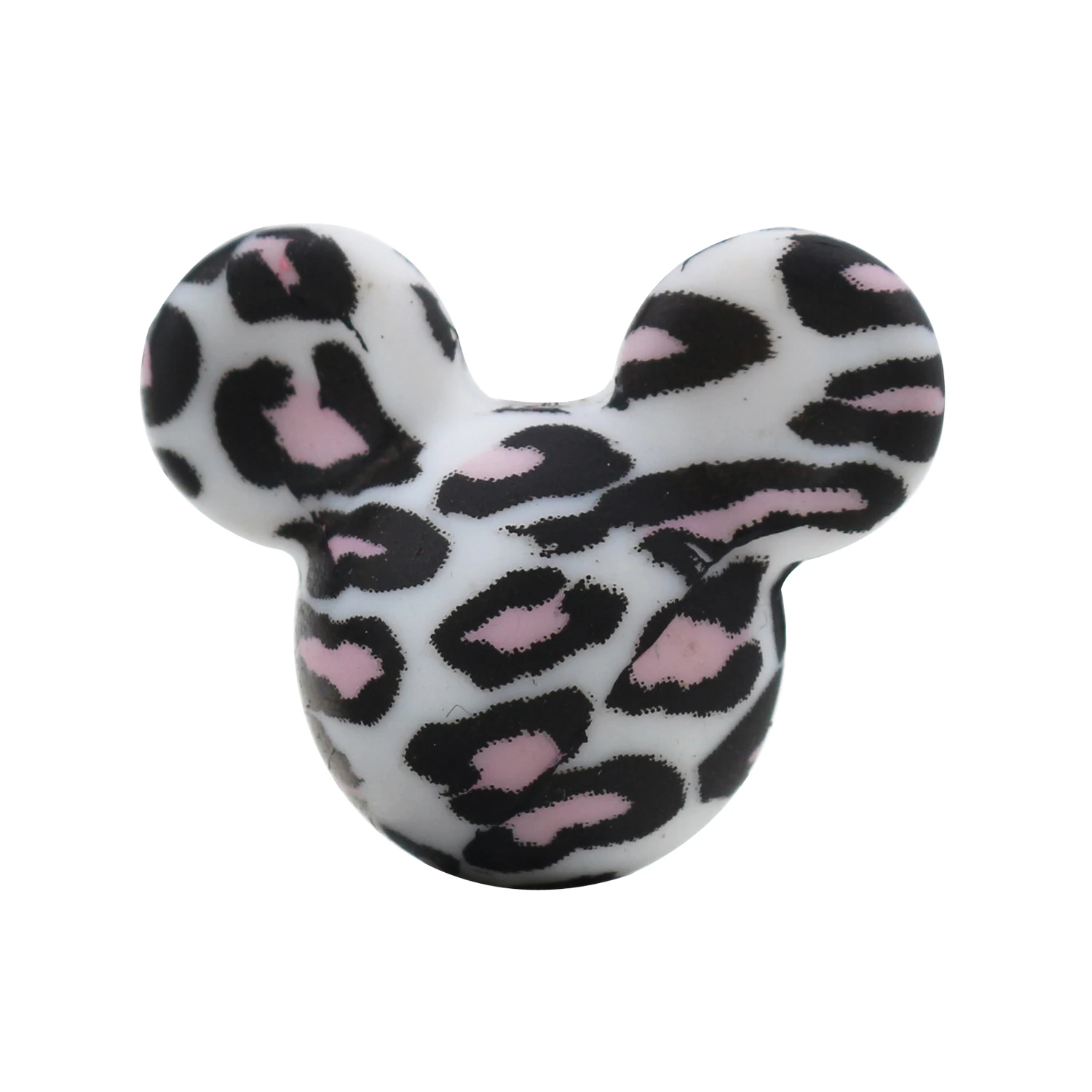 50pcs Mickey Silicone Beads Leopard Print Tie-dye Mini Mouse Pearl DIY Baby Pacifier Chain Food Grade Baby Teething Teether Bead