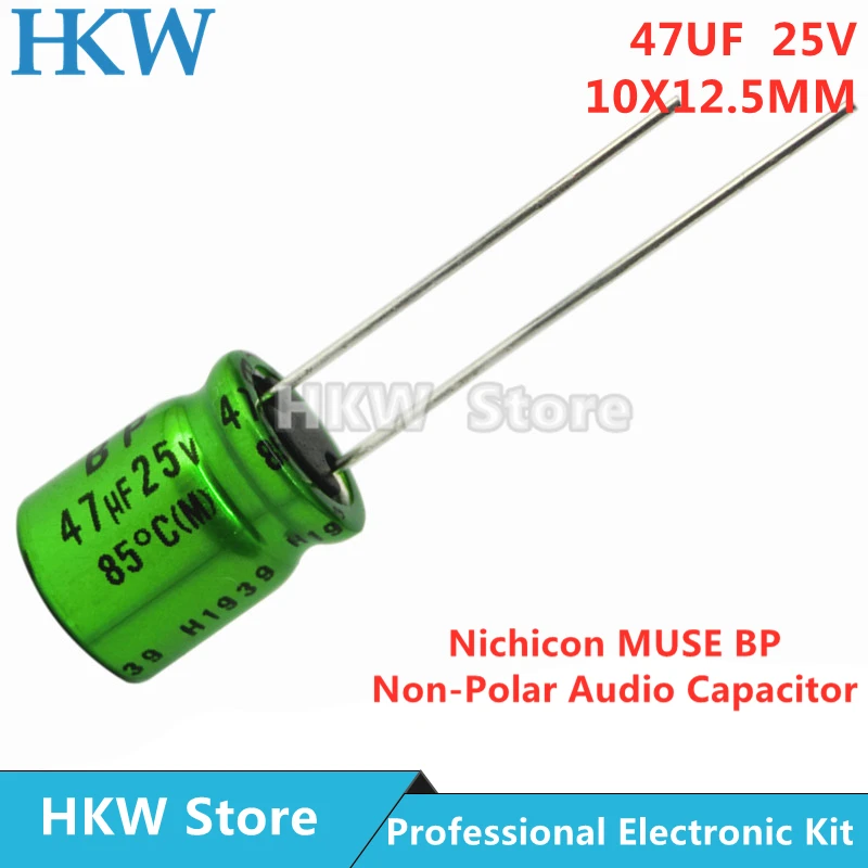 10pcs/lot 47UF 25V 10X12.5mm Nichicon MUSE BP ES Non Polar Nonpolar Bipolar HiFi Audio Capacitor 25V47UF New and Original