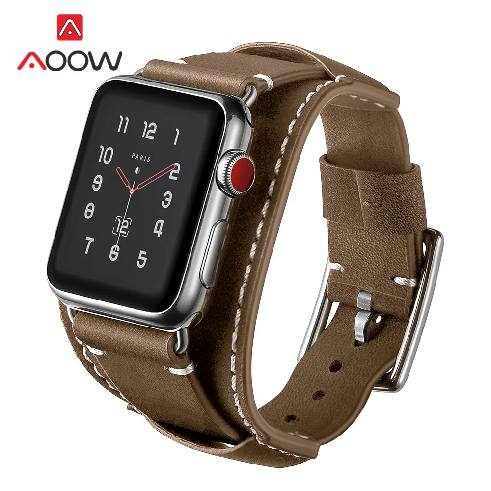 Genuine Leather Strap for Apple Watch iWatch SE 7 6 5 4 3 2 41mm 45mm 38mm 42mm 40mm 44mm Men Crazy Horse Leather Watch Band