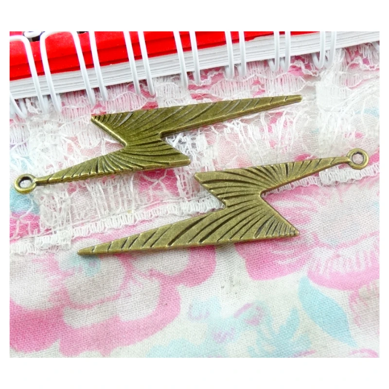 30pcs 50x14mm Lightning Charms Pendants For Jewelry Making Antique Bronze Color Lightning Pendants