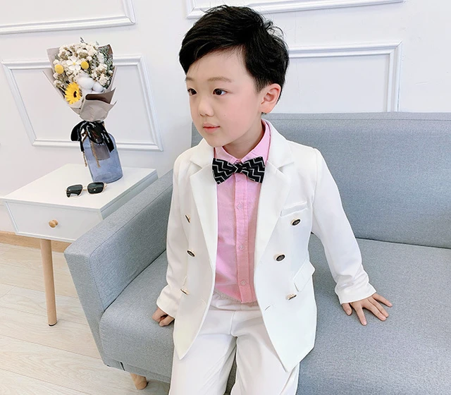 Flower Boys White Blazer Jacket pants 2pcs Clothing Set Gentleman Kids Formal Wedding Suit Children Performance Graduation Dress Children s Sets AliExpress