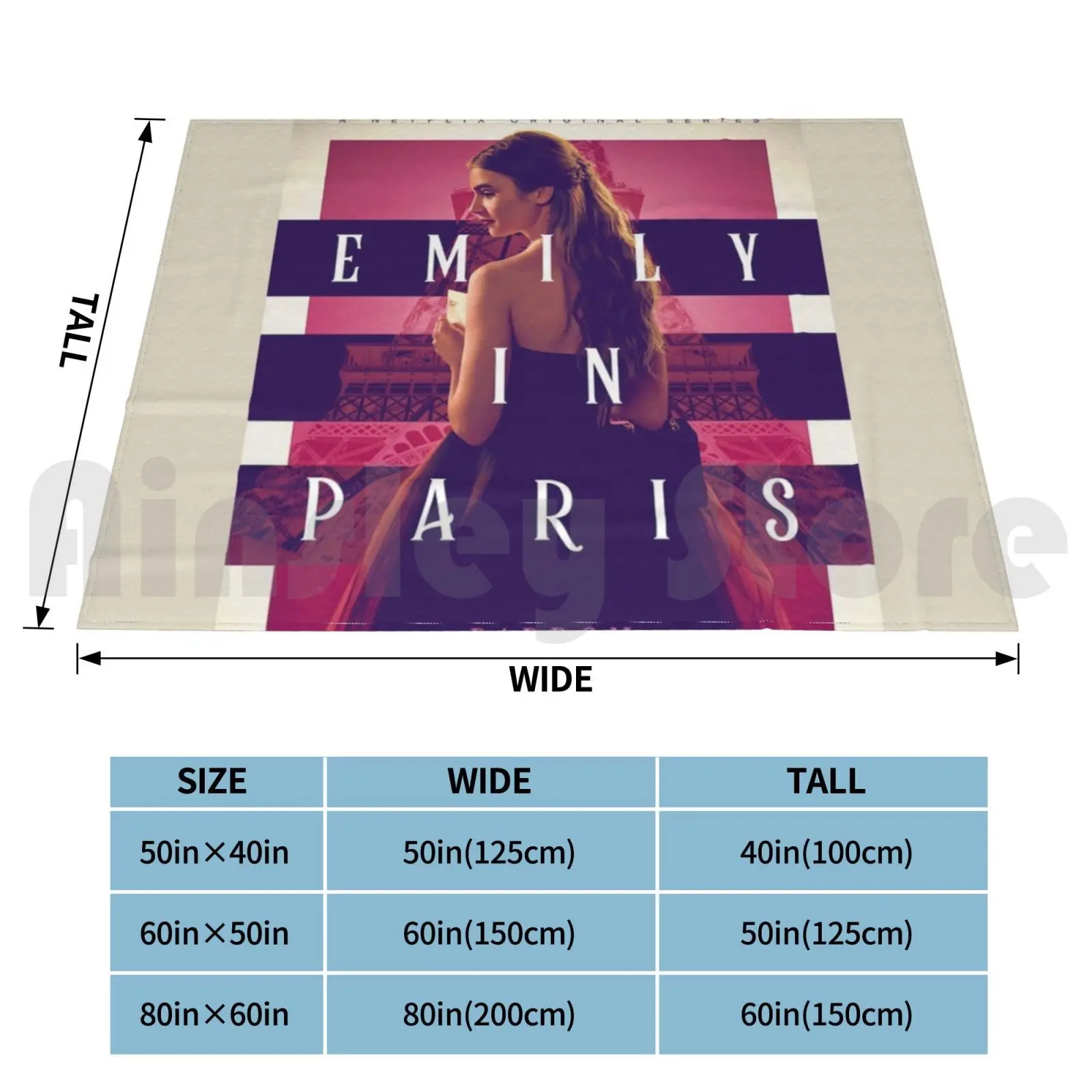 Emily In Paris Netflix Blanket Fashion Custom Movieart53 Emily In Paris Lily Collins Emily In Paris Netflix Tv