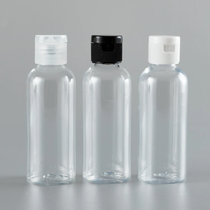 80ML X 50 Empty Transparent Cosmetic PET Refillable Bottle With Plastic Flip Top Cap 80cc Capacity Shampoo Container