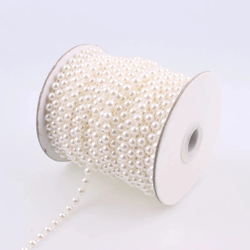 3/4/6/8mm 5Meters ABS Half Round Flatback Imitation Pearl Beads Chain For Handmade DIY House Wedding Party Decoration