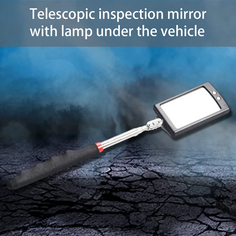 Telescopic Car Inspection Mirror Adjustable Flexible Under-vehicle Observation Mirror with LED Light Auto Endoscope Check Tool