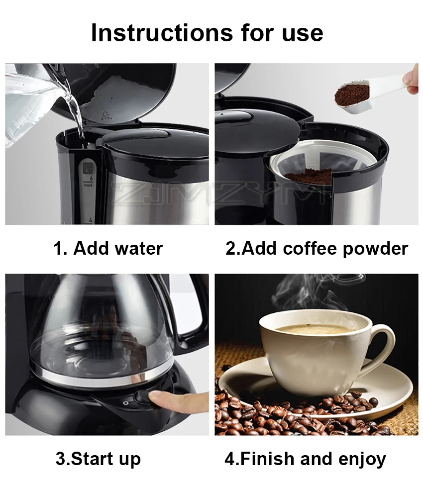 CM-323 Mocha Cappuccino อัตโนมัติกาแฟสไตล์อเมริกันหยดอัตโนมัติปิดกาแฟหม้อ600Ml