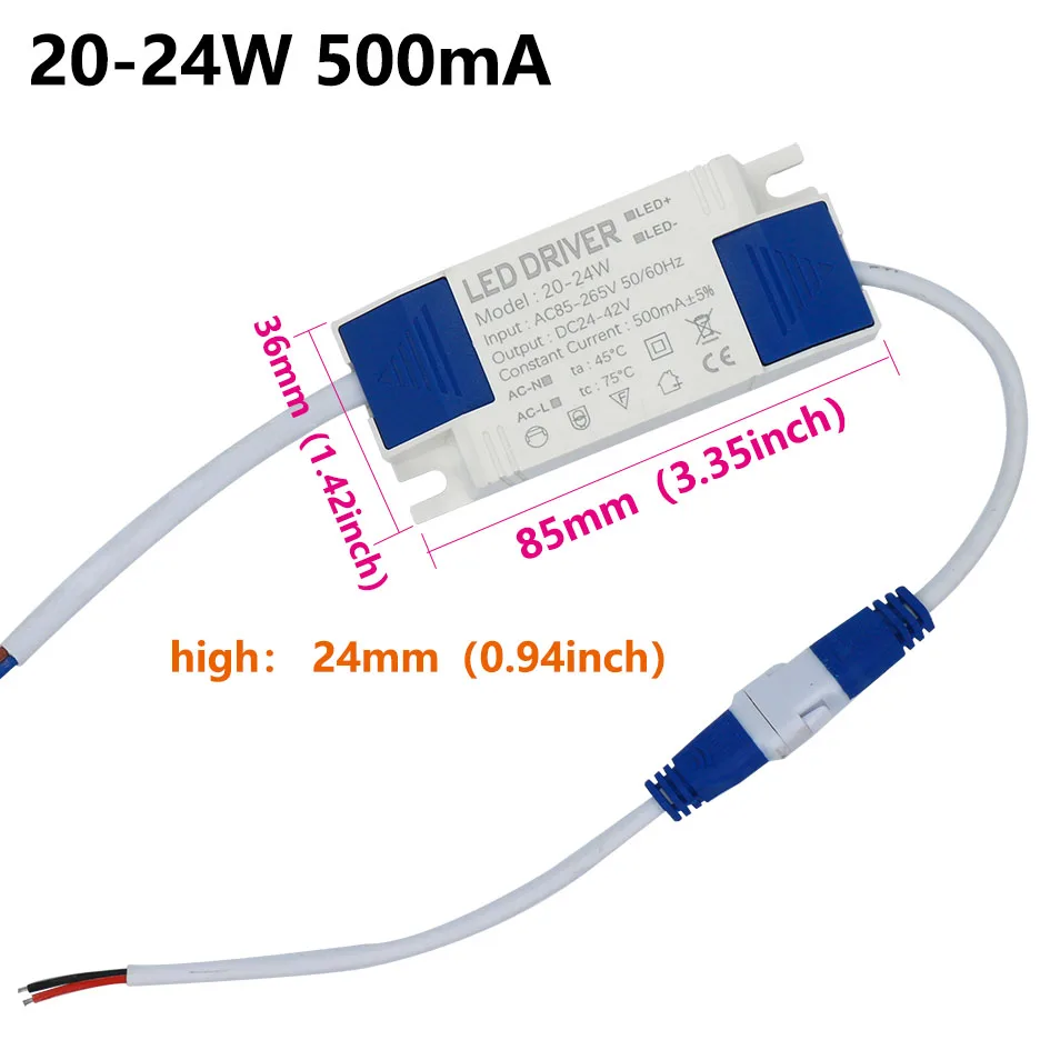 Imagem -06 - Led Driver 2024w 500ma 600ma Fonte de Alimentação Built-in Corrente Constante Lighting85-265v Transforme com Escudo para a Luz do Painel Peças