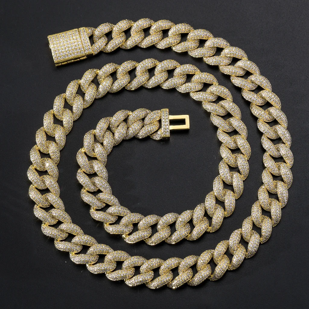 Anztilam 12mm Bling Bubble Cuban Chain Necklace For Men Women Miami Micro Paved Hip Hop Jewelry Drop Shipping