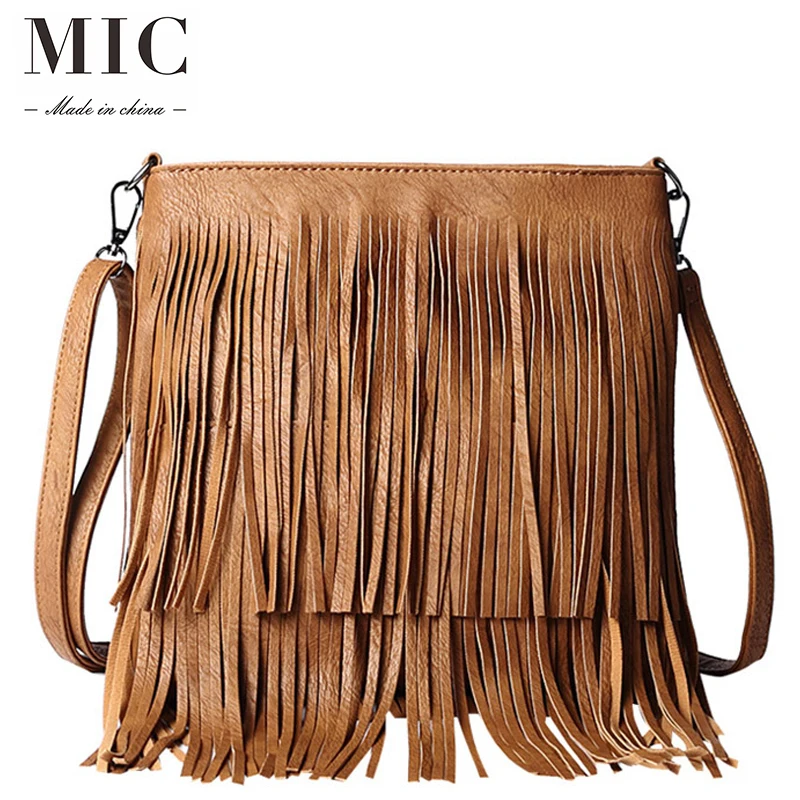 

Luxury design fashionable women tassel bag straddle women's bag shoulder bag retro style versatile PU material women bag