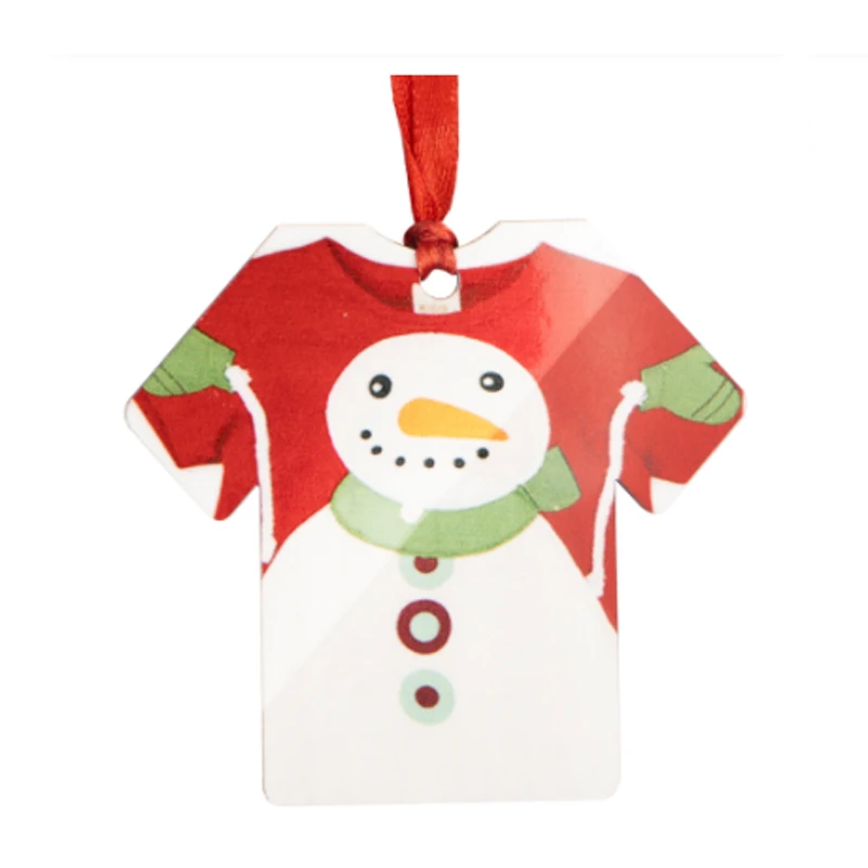 10Pc/lot Hanging Decorations Christmas Pendant White Blank Sublimation Diy Decorate Christmas Tree MDF T-Shirt Shape Ornament