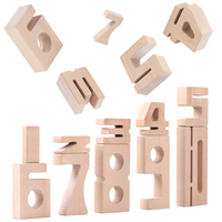 1-10 Wooden Digital Model Blocks Kids Education Numbers Stacking Toys Math Games Big Digital Blocks No Paint Smooth Wooden Toys