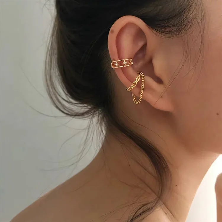 

2020 Trend Prom Earrings Jewelry for Women Ear Clips No Piercing Zircon Star Small Gold Ear Cuffs Beautiful Girls Accessories