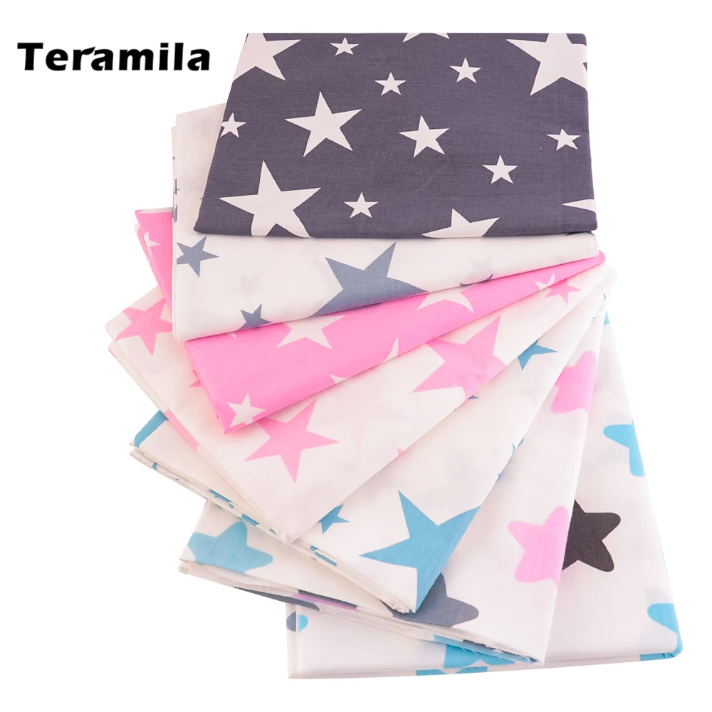 Teramila New Gray Stars Style Cotton Textile Patchwork Fabrics for Sewing Children Cloth Fabric Art Work Decoration By the Meter