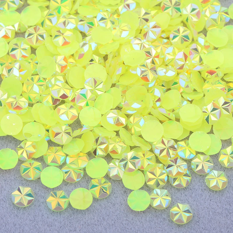 JUNAO 500pc 5mm Orange AB Glitter Flatback Nail Crystal Rhinestones Resin Flower Crystal Stones Sticker for Nails Art Decoration