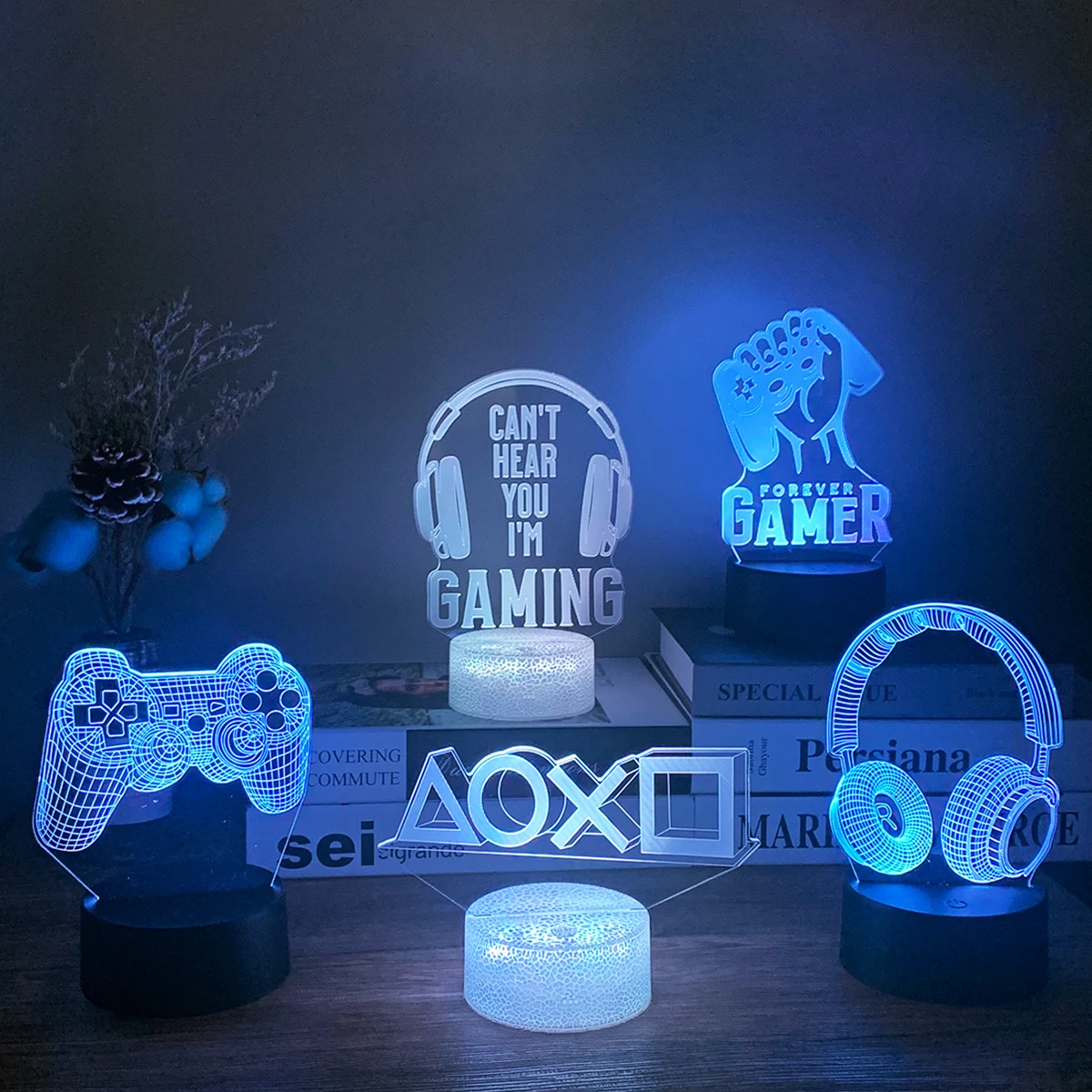 3D LED Cài Đặt Đèn RGB Chơi Game Phòng Đèn Trang Trí USB Cấp Nguồn Đèn Ngủ Đèn Bàn Cho Trang Trí Phòng Ngủ Giáng Sinh đèn