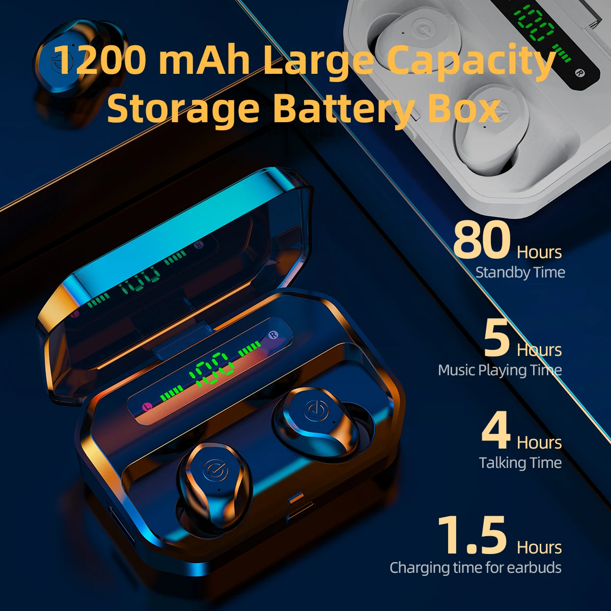 ZQB-auriculares TWS P10, inalámbricos por Bluetooth 5,0, con cargador de 1200mAh, estéreo, deportivos, resistentes al agua, con micrófono