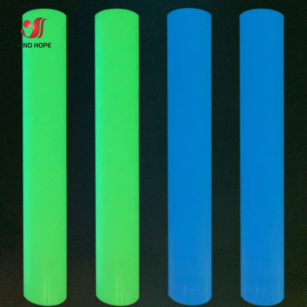 Multi-size Luminous Heat Transfer Press Vinyl Roll Iron On T-Shirt Glow in the Dark HTV Printing Clothing Craft Bags Shoes DIY