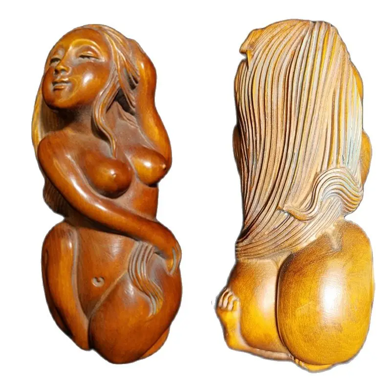 

vintage wooden sculpture statuette antique figures home decor Sexy Woman carving beautiful pretty figurine sexy femme decoration