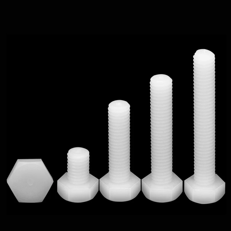 White Nylon Hexagonal Screw Metric Threaded Hex Head Screw Plastic Insulated Bolt M3 M4 M5 M6 M8 M10 M12 Length 4mm-100mm image 3