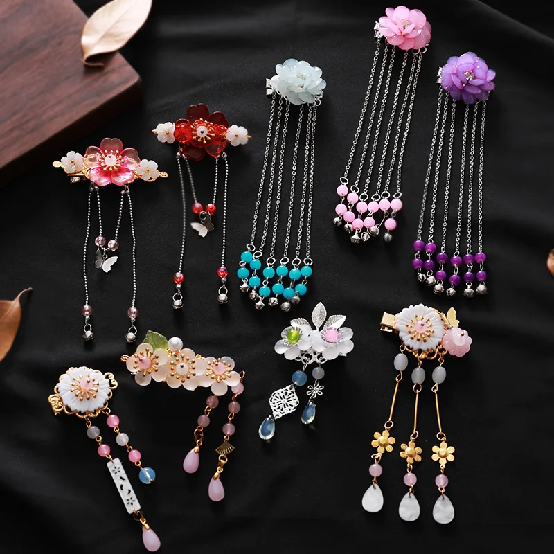 1pc/2pcs Antiquity Chinese Hairpins Women Girls Flowers Hair Comb Clip Tassel Hair Pins Kids Baby Headwear Hair Accessories