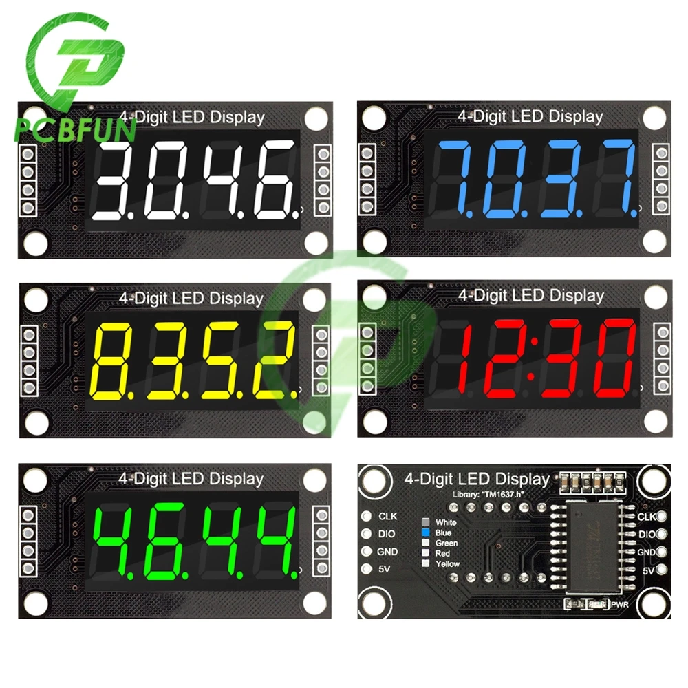 0.36 inch 4 Digit 7 Segments Digital Tube TM1637 Display Module White Blue Green Yellow Red Led Display Module Board for Arduino